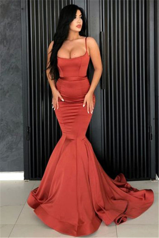 Burnt Orange Long Mermaid Prom Dress