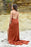 Burnt Orange Mermaid Prom Dress with Slit