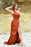 Burnt Orange Mermaid Prom Dress with Slit