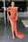 Burnt Orange Off-the-Shoulder Mermaid Prom Dress with Split