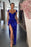 Cap Sleeve Royal Blue Sequins Prom Dress