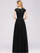 Cap Sleeves Aline Bridesmaid Dress Floral Lace Chiffon Long Wedding Guest Dress - Prom Dresses