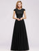 Cap Sleeves Aline Bridesmaid Dress Floral Lace Chiffon Long Wedding Guest Dress - Prom Dresses