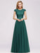 Cap Sleeves Aline Bridesmaid Dress Floral Lace Chiffon Long Wedding Guest Dress - Prom Dresses