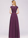 Cap Sleeves Aline Bridesmaid Dress Floral Lace Chiffon Long Wedding Guest Dress - Prom Dresses