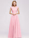 Cap Sleeves Aline Bridesmaid Dress Floral Lace Chiffon Long Wedding Guest Dress - Prom Dresses