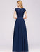 Cap Sleeves Aline Bridesmaid Dress Floral Lace Chiffon Long Wedding Guest Dress - Prom Dresses