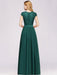 Cap Sleeves Aline Bridesmaid Dress Floral Lace Chiffon Long Wedding Guest Dress - Prom Dresses