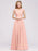 Cap Sleeves Aline Bridesmaid Dress Floral Lace Chiffon Long Wedding Guest Dress - Candy Pink / US 2 - Prom Dresses