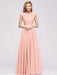 Cap Sleeves Aline Bridesmaid Dress Floral Lace Chiffon Long Wedding Guest Dress - Candy Pink / US 2 - Prom Dresses