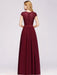 Cap Sleeves Aline Bridesmaid Dress Floral Lace Chiffon Long Wedding Guest Dress - Prom Dresses
