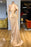 Champagne High Neck Long Sleeves Mermaid Prom Dress