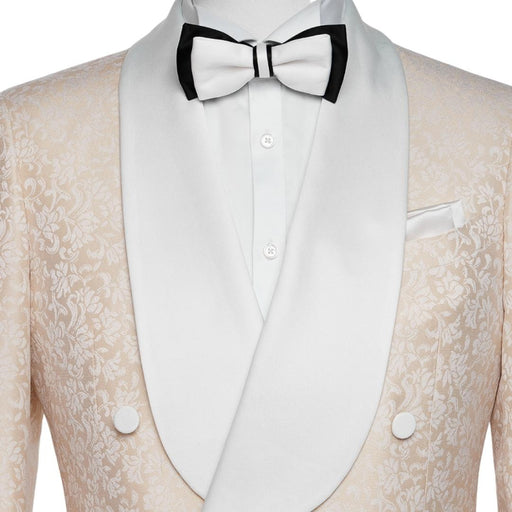 Armand Newest Champagne Shawl Lapel Double Breasted Jacquard Wedding Suits