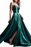 Charmeuse Green Spaghetti-Strap Simple Prom Dress with Slit