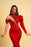 Charmeuse Red One Sleeve High Neck Mermaid Prom Dress