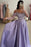 Charming Glitter Off-Shoulder A-Line Beaded Satin Prom Dress - evening dresses