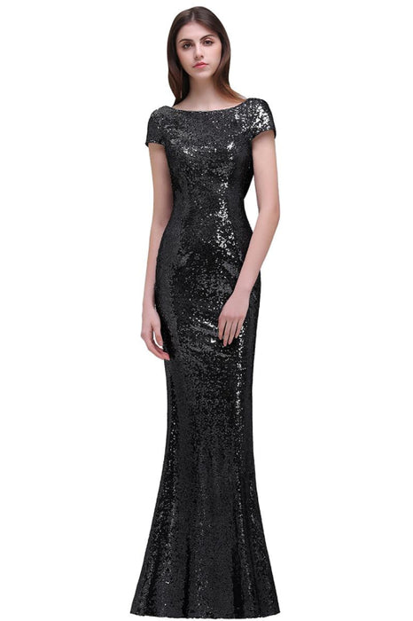 Charming Glitter Seuquins Cap Sleeves Mermaid Prom Dress Floor Length Evening Dress - Prom Dresses