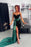 Charming Green Off-the-Shoulder Evening Dress with Belt and Sequins