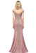 Charming Off-the-Shoulder Mermaid Evening Gown with Gold Appliques Floor Length Party Dress - Prom Dresses