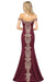 Charming Off-the-Shoulder Mermaid Evening Gown with Gold Appliques Floor Length Party Dress - Prom Dresses