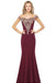 Charming Off-the-Shoulder Mermaid Evening Gown with Gold Appliques Floor Length Party Dress - Burgundy / US 2 - Prom Dresses