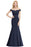 Charming Off-the-Shoulder Tulle Lace Appliques Mermaid Evening Gowns - Navy Blue / US 2 - Prom Dresses