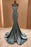 Charming One-Shoulder Beaded Mermaid Ruched Satin Evening Dress with Train-A