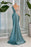 Charming One-Shoulder Deep V-Neck Appliques Lace Satin Prom Dress