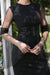 Charming Puff Sleeves Black Mermaid Evening Dress Jewel Neck Beadings Floor Length Formal Dress - Prom Dresses