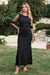Charming Puff Sleeves Black Mermaid Evening Dress Jewel Neck Beadings Floor Length Formal Dress - Black / US 2 - Prom Dresses