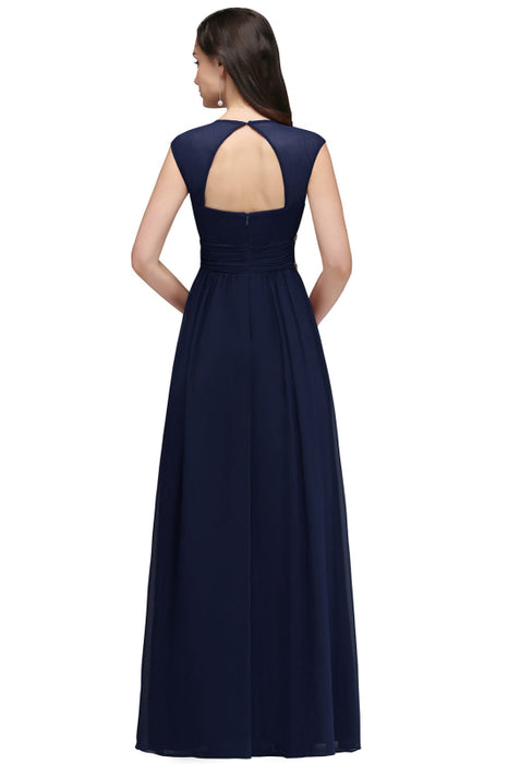 Charming V-Neck Aline Evening Dress with Chains Sleeveless Empire Chiffon Bridesmaid Dress - Prom Dresses