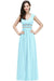 Charming V-Neck Aline Evening Dress with Chains Sleeveless Empire Chiffon Bridesmaid Dress - Sky Blue / US 2 - Prom Dresses