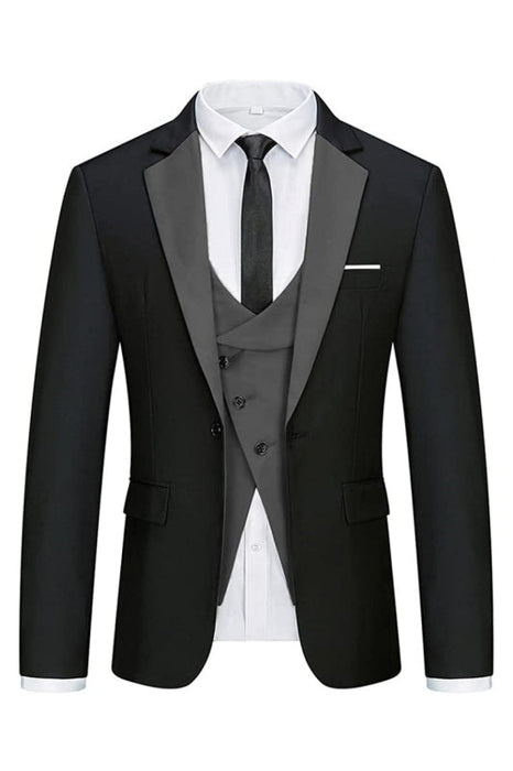 Godfery Chic Black Three Pieces Notched Lapel Business Suits For Men