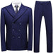 Ethan Chic Blue Double Breasted Peaked Lapel Striped Men Business Suits