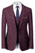 Iexus Chic Burgundy Plaid Notched Lapel Three Pieces Business Suits For Men