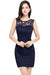 Chic Crew Neck Lace Mini Formal Dress Sleveless Short Party Wear Dress - Navy Blue / US 2 - Prom Dresses