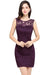 Chic Crew Neck Lace Mini Formal Dress Sleveless Short Party Wear Dress - Grape / US 2 - Prom Dresses