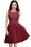 Chic Crew Neck Lace Tulle Short Homecoming Dress Sleeveless Appliques Mini Party Dress - Burgundy / US 2 - Prom Dresses