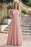 Chic Halter Aline Bridesmaid Dress Pleated Lace Chiffon Evening Dress - Dusty Pink / US 2 - Prom Dresses