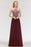 Bridelily Chic Spaghetti Straps Long Burgundy Backless Bridesmaid Dress with Appliques