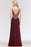 Bridelily Chic Spaghetti Straps Long Burgundy Backless Bridesmaid Dress with Appliques