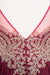 Bridelily Chic Spaghetti Straps Long Burgundy Backless Bridesmaid Dress with Appliques