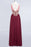 Bridelily Chic Spaghetti Straps Long Burgundy Backless Bridesmaid Dress with Appliques