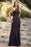 Chic Halter Floral Lace Mermaid Bridesmaid Dress Chiffon Floor Length Evening Dress - Black / US 2 - Prom Dresses