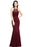 Chic Halter Floral Lace Mermaid Bridesmaid Dress Chiffon Floor Length Evening Dress - Burgundy / US 2 - Prom Dresses