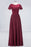 Bridelily Chic Lace Long Burgundy Backless Bridesmaid Dress With Short-Sleeves