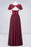 Bridelily Chic Lace Long Burgundy Backless Bridesmaid Dress With Short-Sleeves