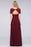 Bridelily Chic Lace Long Burgundy Backless Bridesmaid Dress With Short-Sleeves