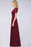 Bridelily Chic Lace Long Burgundy Backless Bridesmaid Dress With Short-Sleeves