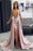 Chic Pink Evening Dress Prom Dress Off-the-Shoulder Sleeveless with Applique Pleated